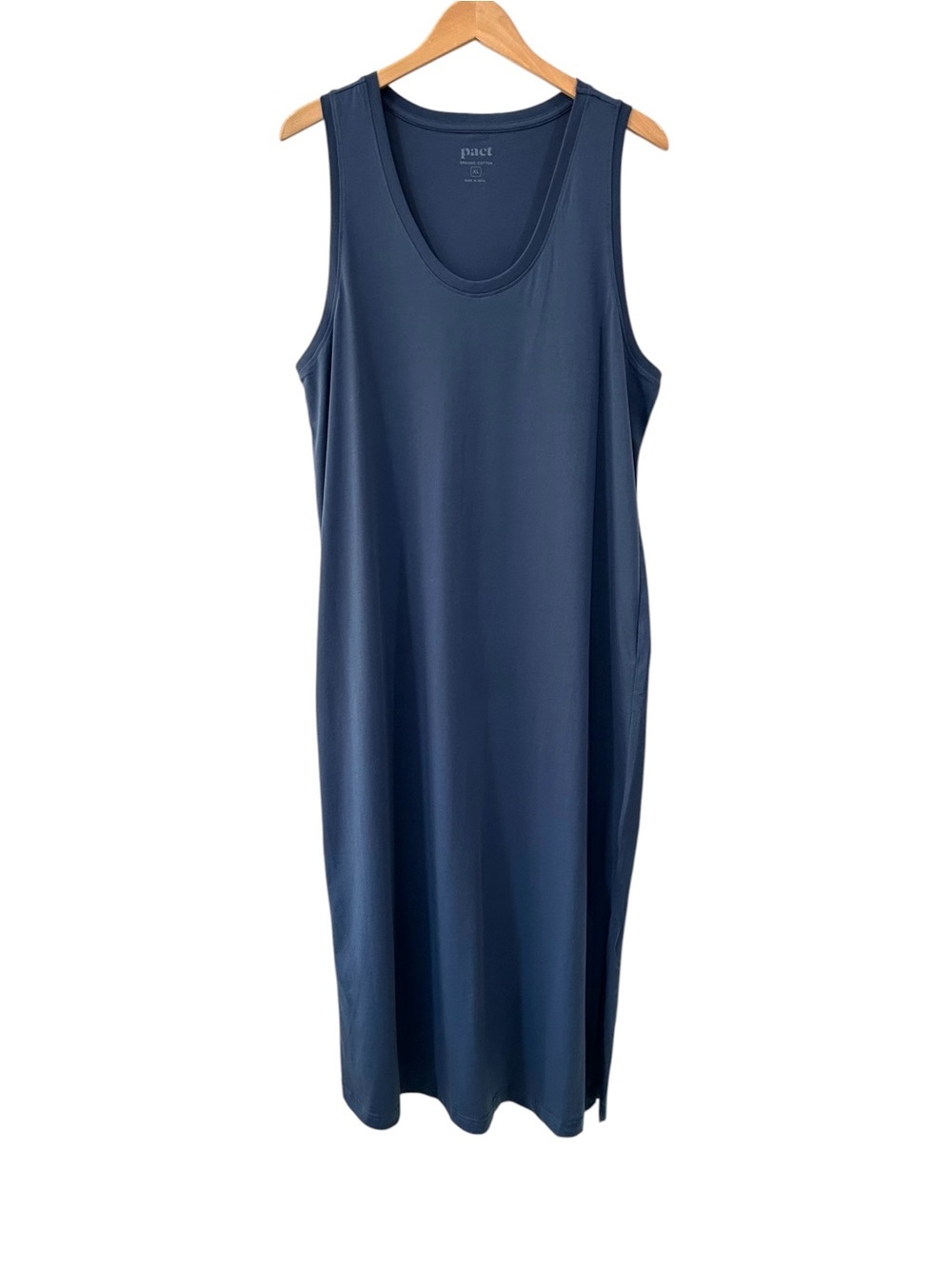 Pact Organic Cotton Softspun Tank Midi Dress XL French navy lightweight NWOT
